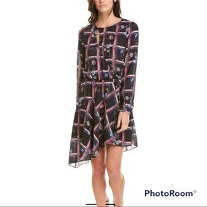 New Parker Painterly Plaid Asymmetrical dress S